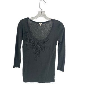 JCrew, Scoop Neck Cotton/Silk Sculptured Flower Shirt Size XS